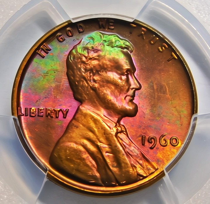 Toned-1960-Small-Date-Lincoln-Cent-For-Grading