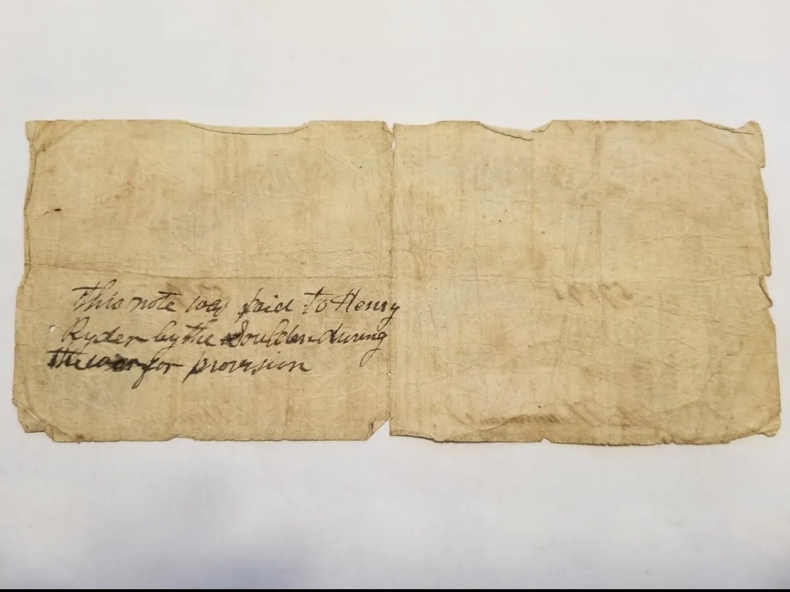 May-15,-1862-$1-Virginia-Treasury-Note--Interesting-Writing-On-Reverse