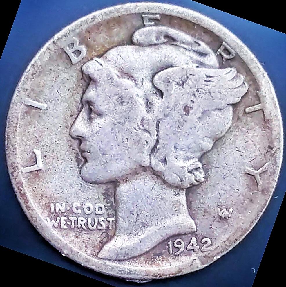 1942-Mercury-Dime.-Weird-Pinch?-Possibly-Double-Struck?-Help?