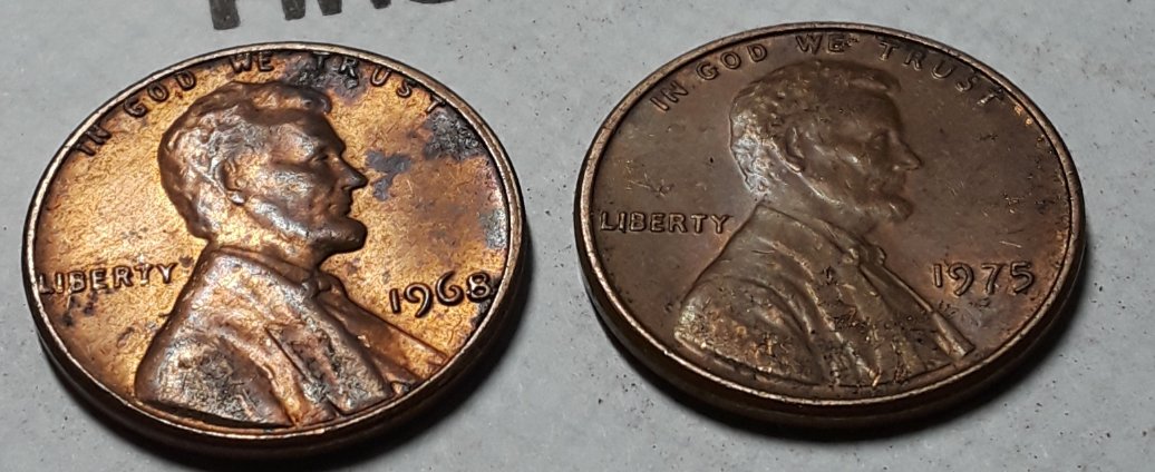 1968-Lincoln-Coin-Shaped-Like-A-Wedge,-Plating-Coming-Off?-Huh?