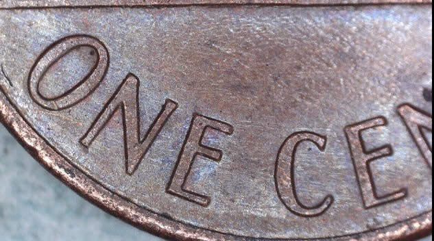 1987-Penny-Coin-Error--Bad-Strike--Silver-Tint
