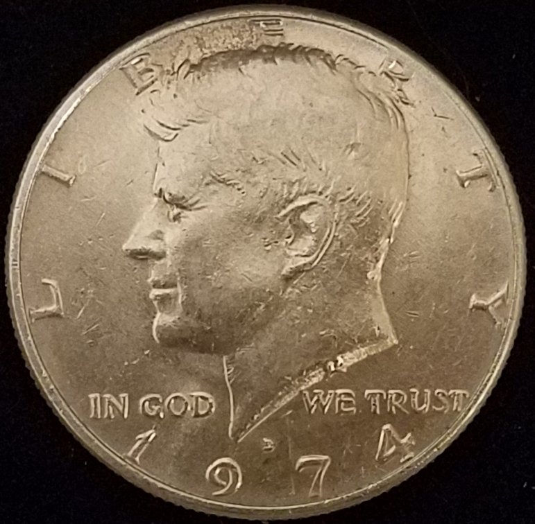 1974-P-Kennedy-Half-Dollar-Collar,-DDD-Or-Finger?-1983-P-Kennedy--Clash
