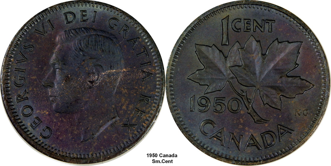What-Could-Cause-Extreme-Shades-Of-Aqua-Blue-And-Violet-On-George-VI--Cent?