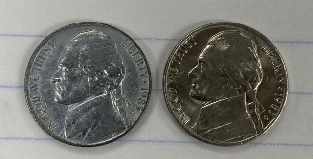 1983-P-Jefferson-Nickel---Wrong-Planchet-And-Misaligned-Die?