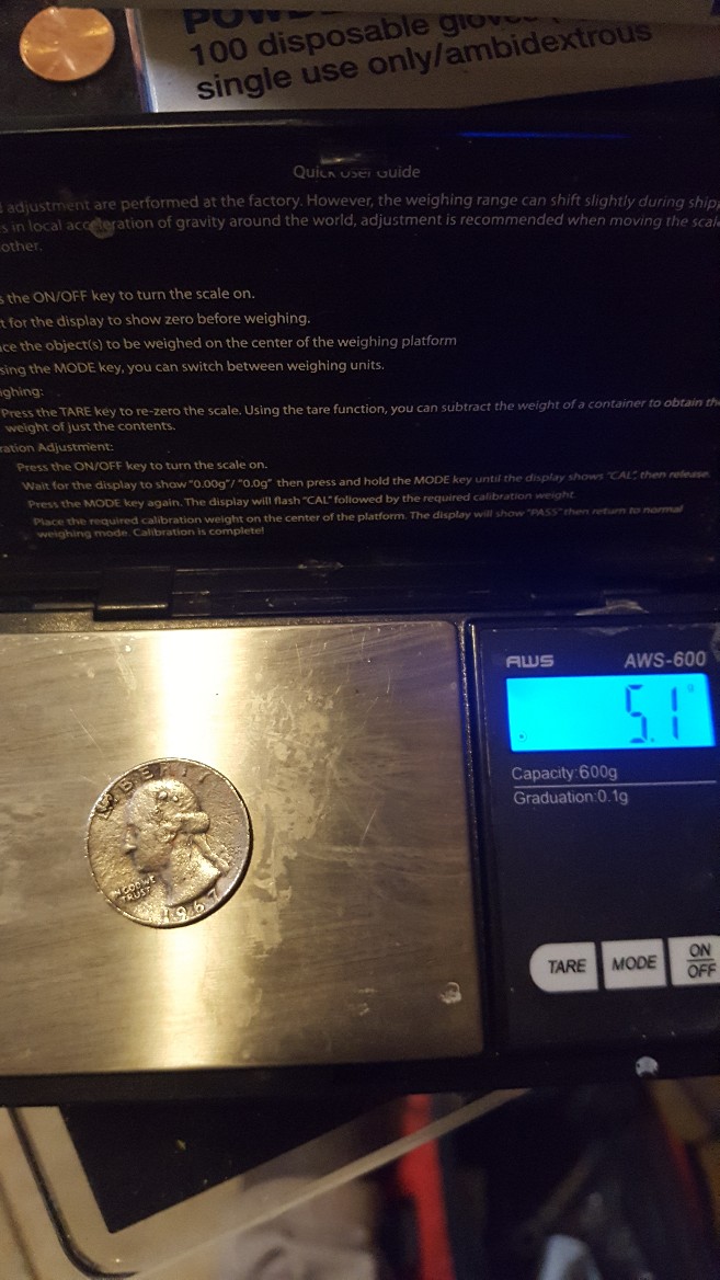 1967-Quarter-Weighs-4.9-To-5.1-Grams