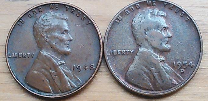 1948-&-1954-D-Penny-Error-On-Date