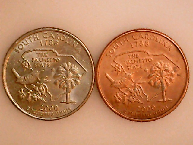 2000-P-South-Carolina-Quarter...dual-Clad-Error,-Wrong-Planchet,-Toning?