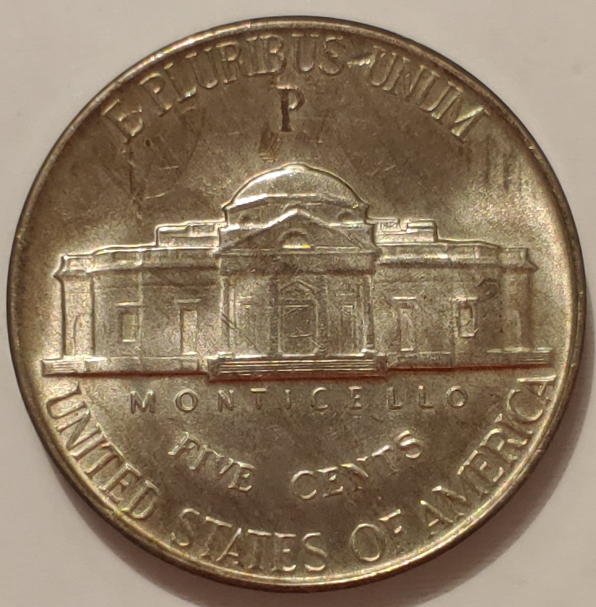 1945-Jefferson-NickelLamination-Error?