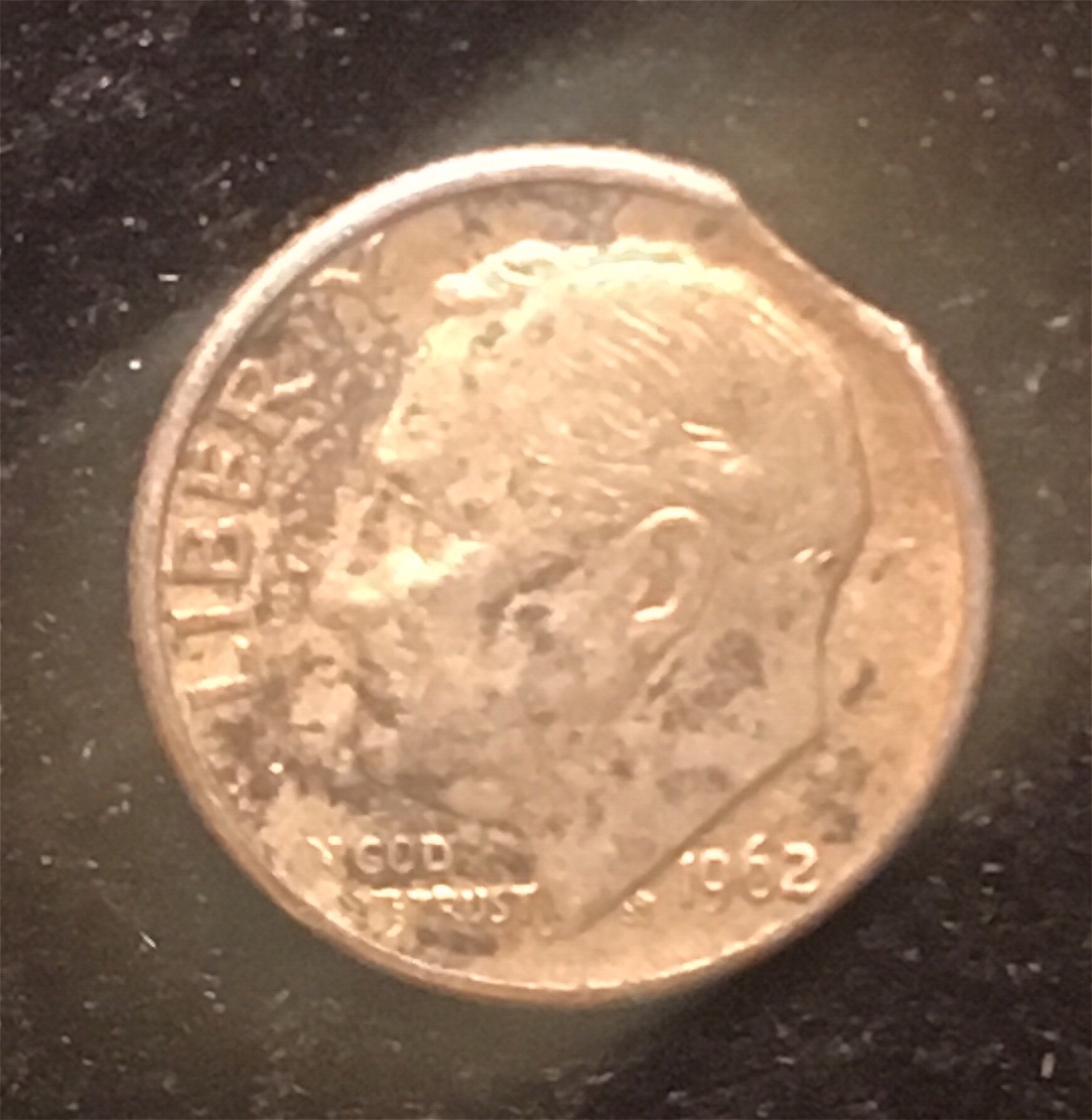 1962-D-Roosevelt-Dime,-Clipped-Planchette?