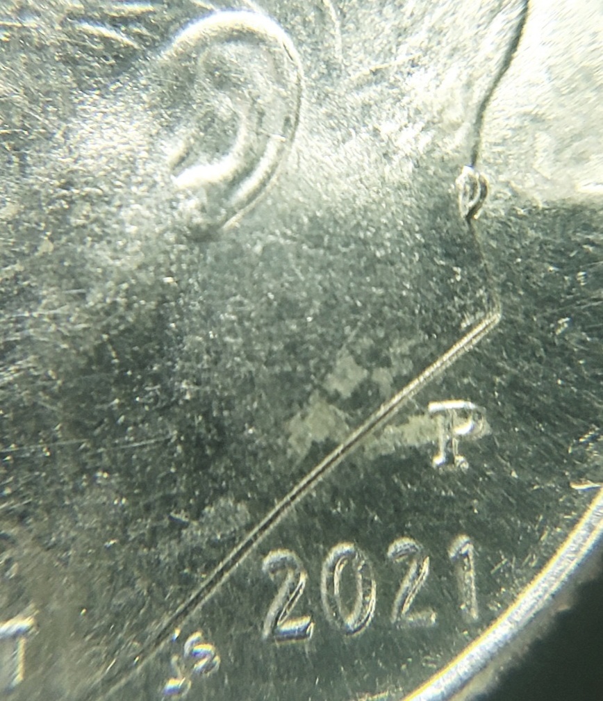 2021-P---Dime---Interesting-Marking-On-Back-Of-Neck