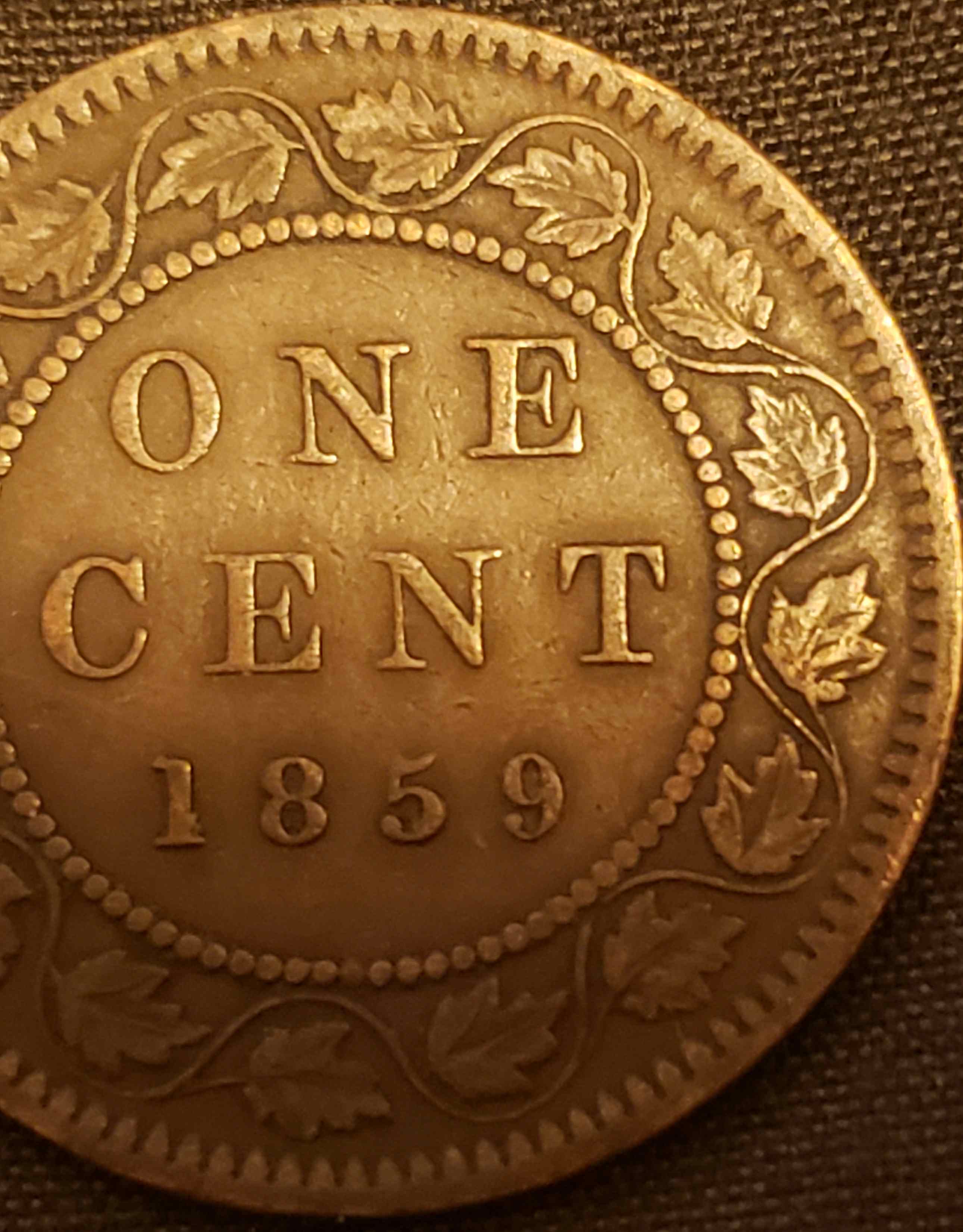 1859-Canadian-Large-Cent-,-Errors-?-4.30g