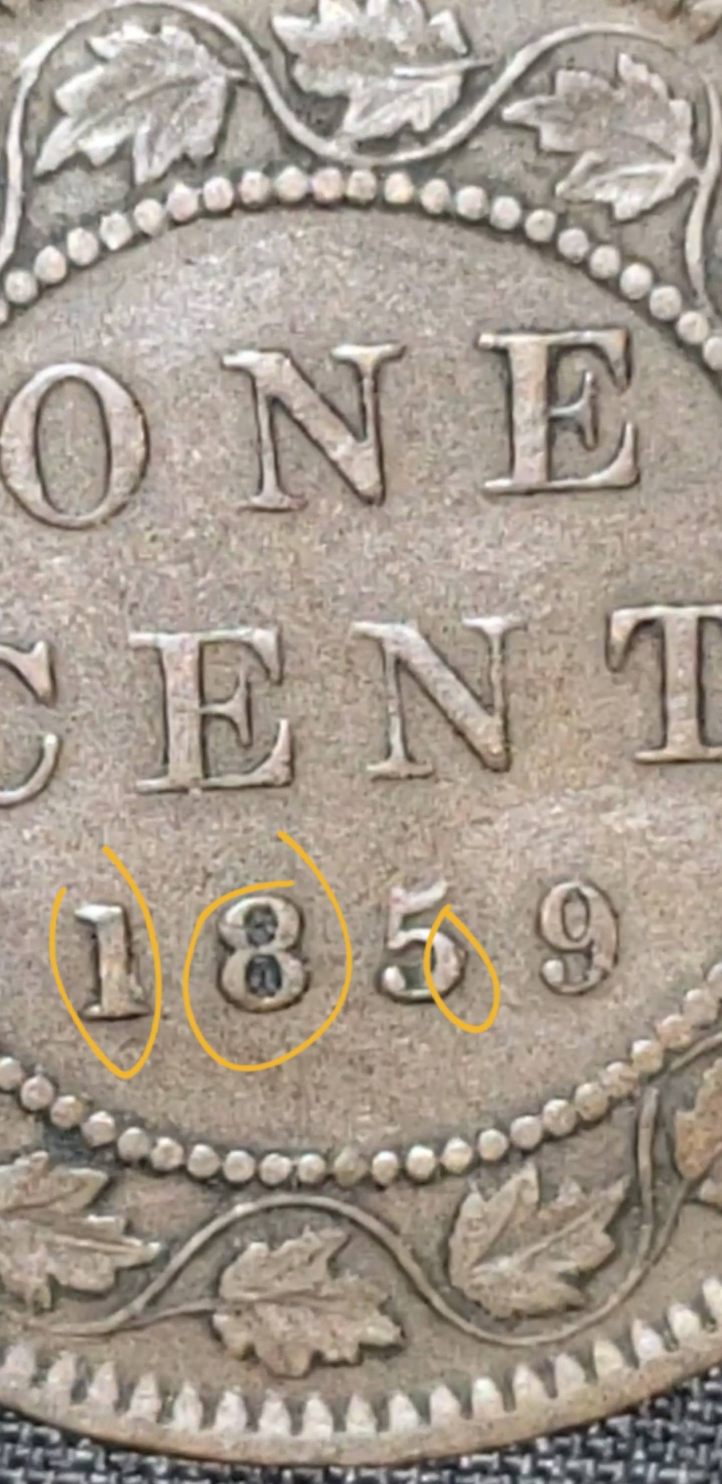 1859-Canadian-Large-Cent-,-Errors-?-4.30g