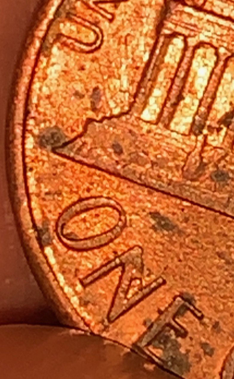 1986-Lincoln-Penny-Large-Cud?-On-'One'-Reverse