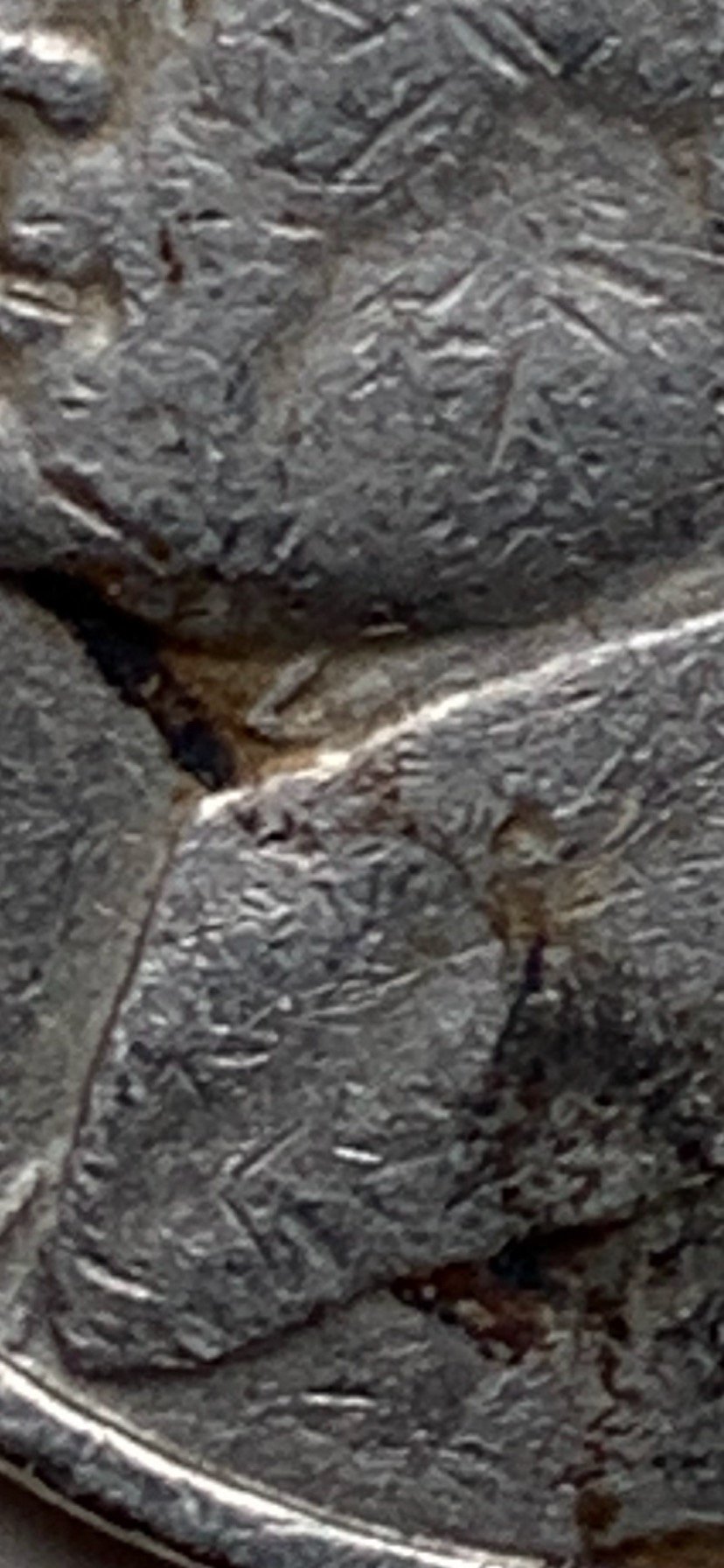 1974-Nickel-Die-Chips-And-Something-Like-A-Cud-On-Lower-Rim,-Unsure