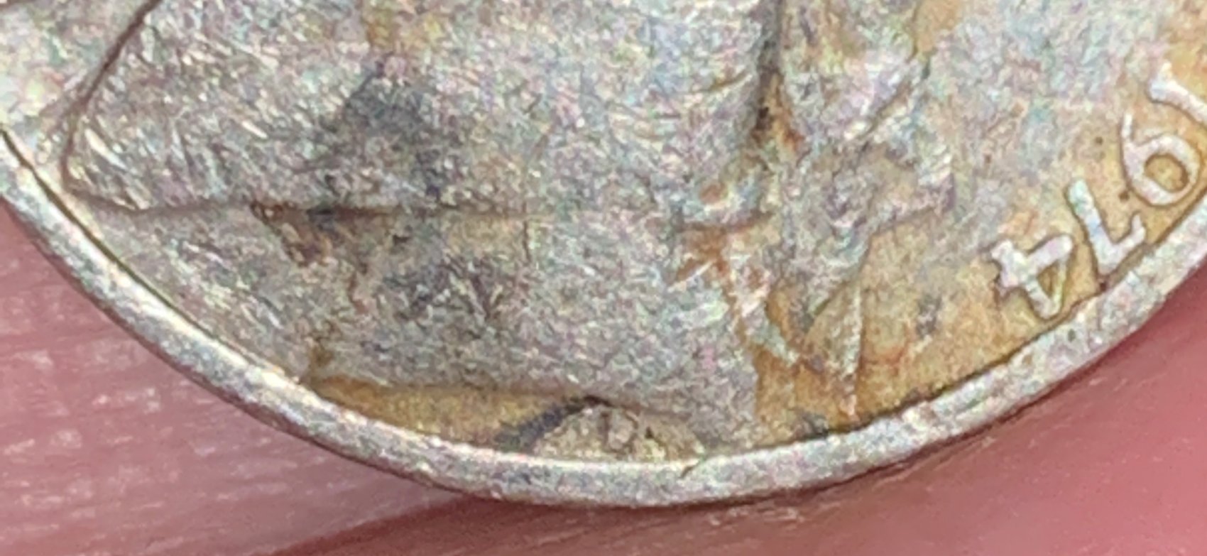 1974-Nickel-Die-Chips-And-Something-Like-A-Cud-On-Lower-Rim,-Unsure