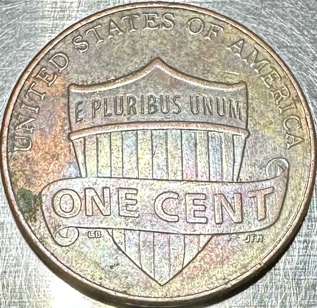 2013-D-Lincoln-Shield-Cent-Nice-Toning-And-Black-Spots-On-Reverse?
