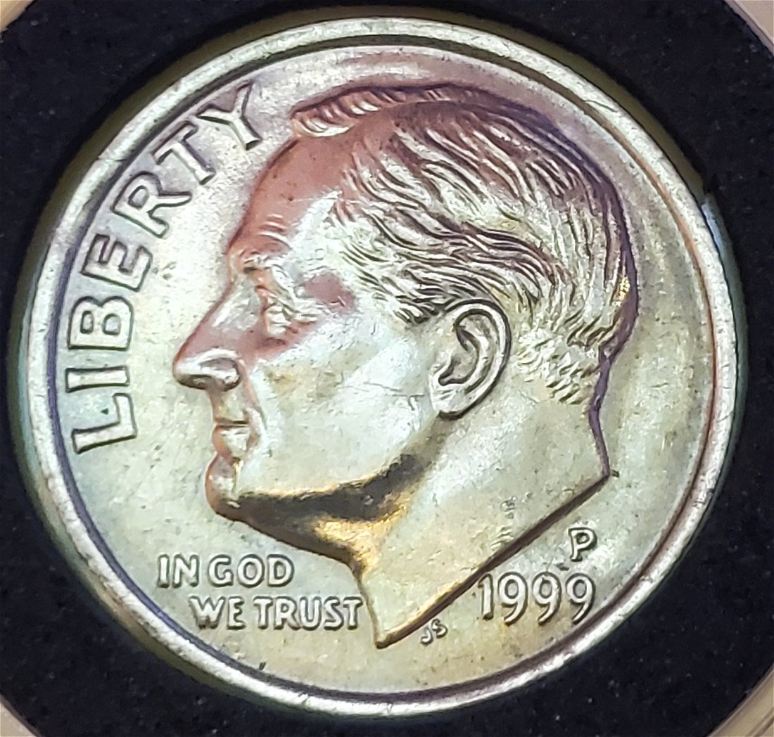 1999-P-Dime-With-Gold-Toned-Reverse-Planchet-Error?
