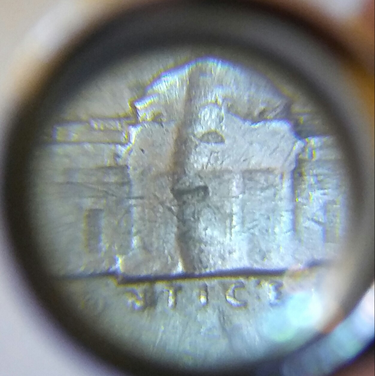 1959-D-Jefferson-Nickle-..does-Anyone-Know-What-Dented-The-Reverse-Side-?