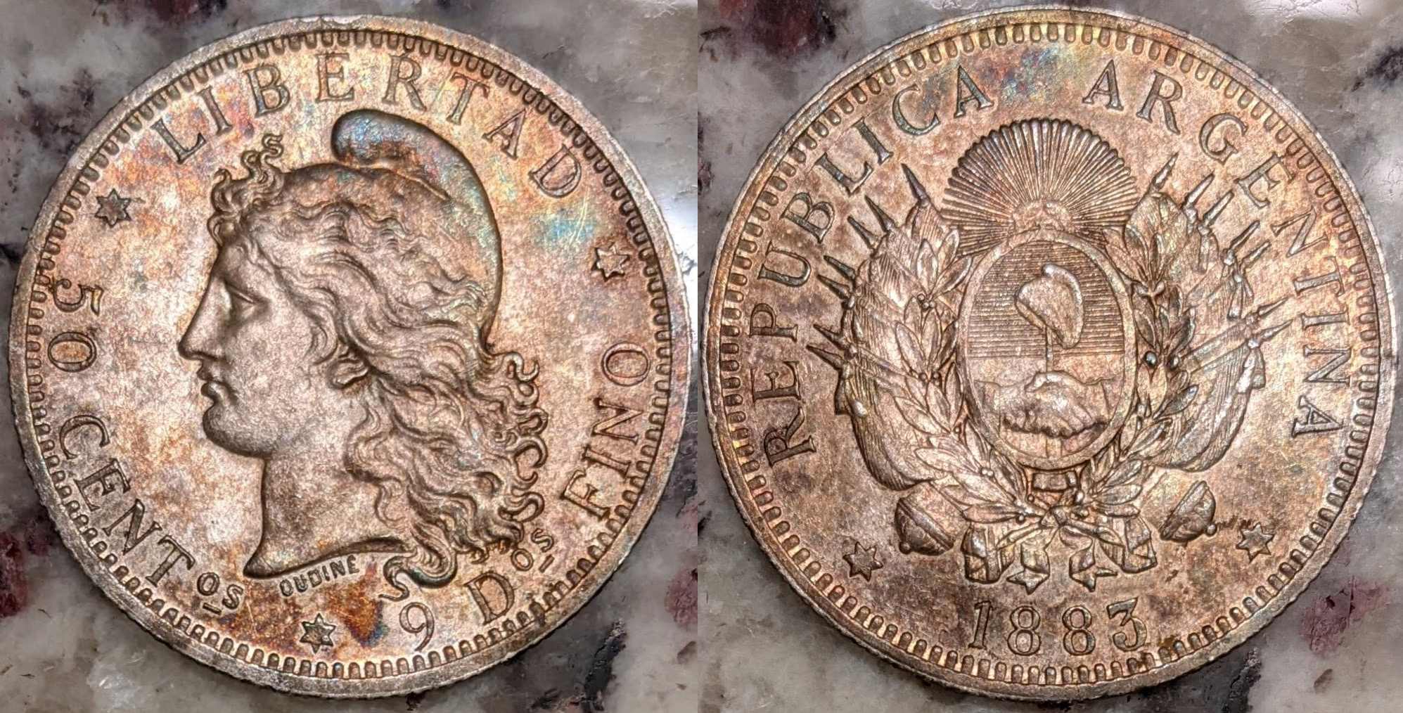 1883-Argentina-50-Centavos---Grading?