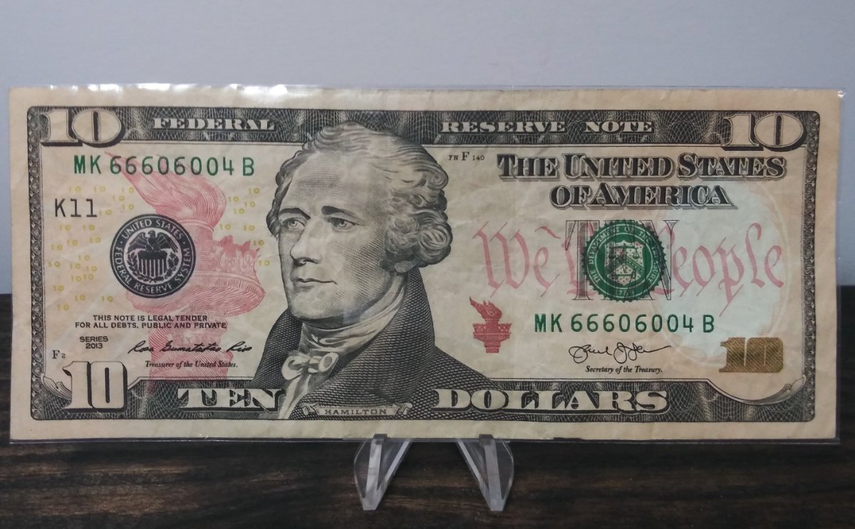 Serial-#-Oddities...-2013-Dallas,-TX-US-$10-Paper-Note-W/-#-666-#
