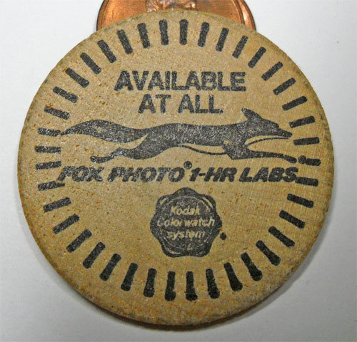Pre-1991-Fox-Photo-Labs---Free-Film---Wooden-Token-/-Coin