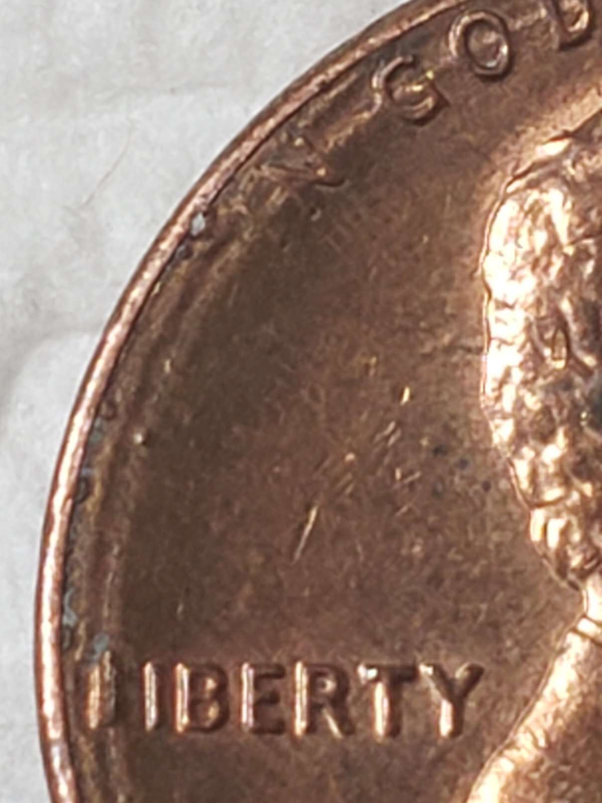 1986-Lincoln-Penny-Obverse-Error/Damage