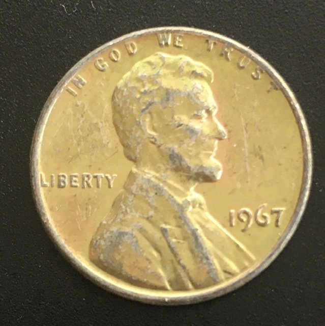 1967-Lincoln-Cent---Off-Color,-3.06-Grams