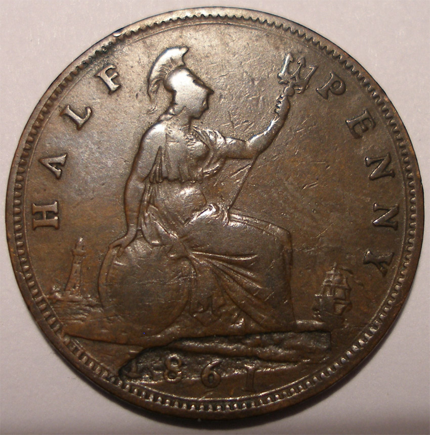 1861-Half-Penny--With-Mint-Mark-Plus-Die-Error?-Help-To-ID-Please