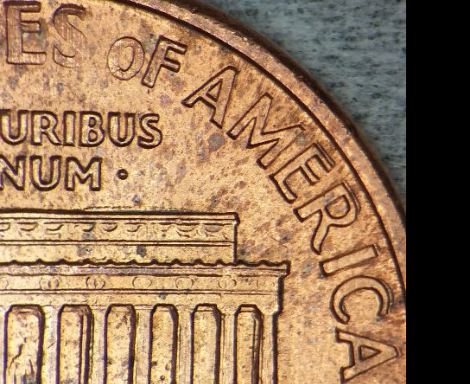 1989-D-Penny-With-Exposed-Zinc-After-Strikes-On-Obverse-&-Reverse