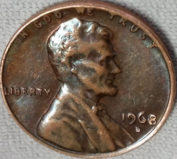 1968-D-Lincoln-Penny-Toning