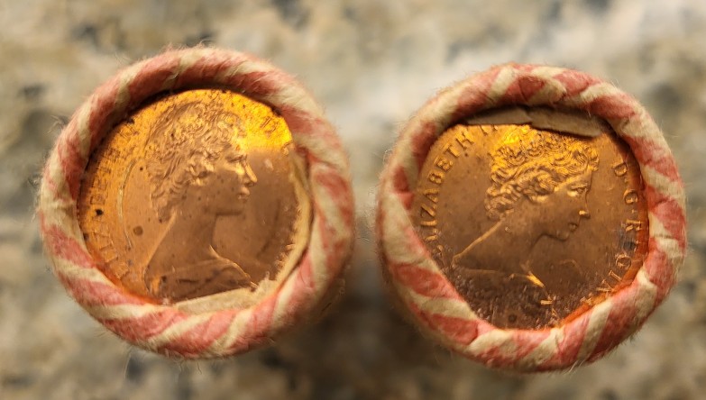 1983-1-Cent,-Near-Beads,-Mint-Rolls-In-Loomis-Wrapped-Rolls.--Lucky-Find