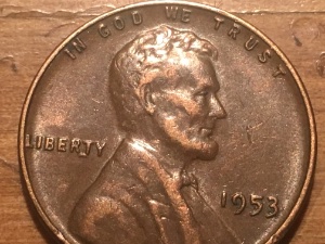 1953-Lincoln-Wheat-,-Doubling-And-Error-,,-Cud-?-