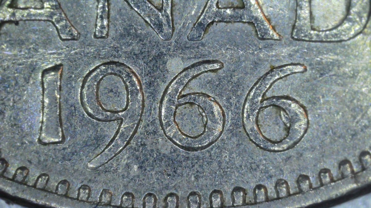 1966-Canadian-Nickel-With-Lamination-Error