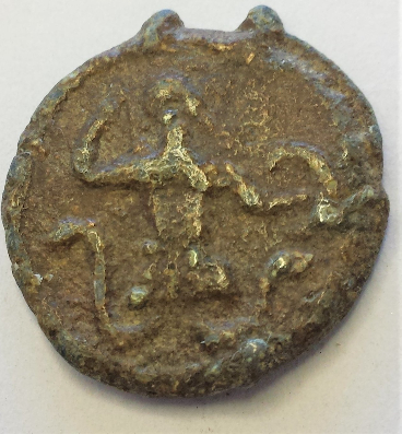 Two-Neat-Byzantine-Lead-Seals,-43-MM-Large-Seal-&-22-MM-Cross-And-Stairs