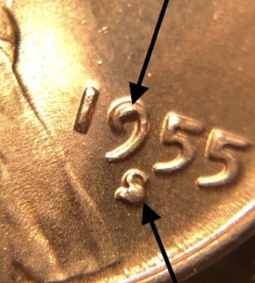 1955-S-LWC--2-Die-Breaks-And-Pidt-On-Same-Coin!