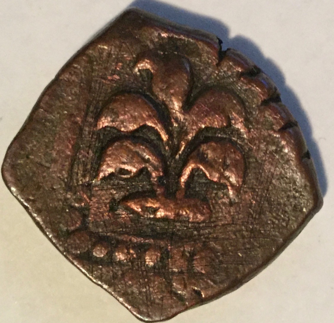Please-Help-Identify-This-Copper-Coin-From-India-With-A-Sword-And-A-Plant