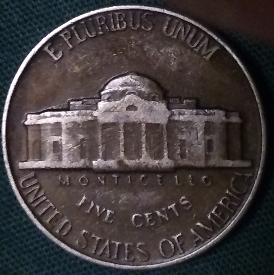 1953-Jefferson-Nickel/Black,-Gun-Metal