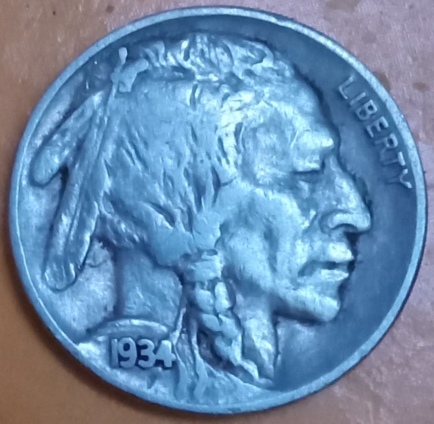 1934-Buffalo-Nickel/Indian-Head-In-Coin-Roll