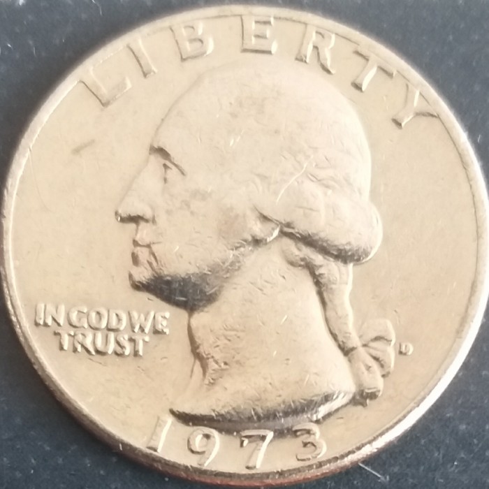 1973-D-Washington-Quarter-Double-Struck-Or-Just-A-Dent/Metal-Chips-On-Obverse