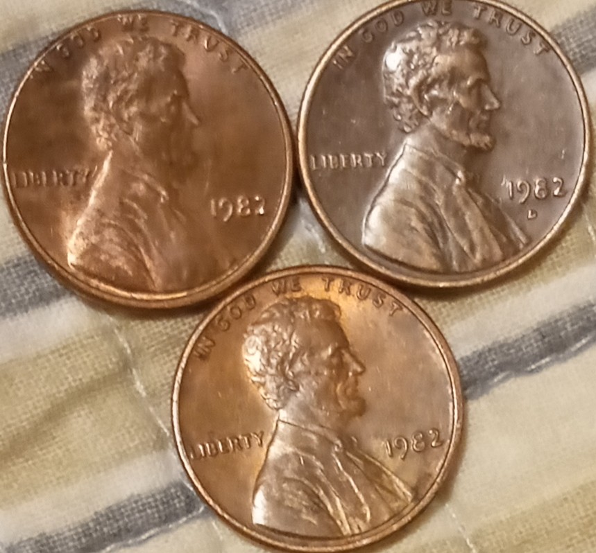 1982-Pennies-3-Different-Types