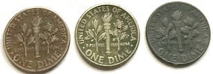 What-Is-The-CauseS-For-The-Color-Of-These-3-Roosevelt-Dimes?