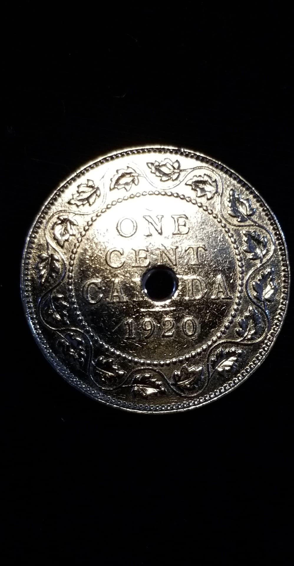1920-Canadian-Cent-With-Drilled-Hole