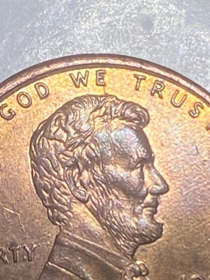 1994-Penny-With-String-Or-?-On-Front-Of-Coin-Leaving-Several-Lines-On-Coin!