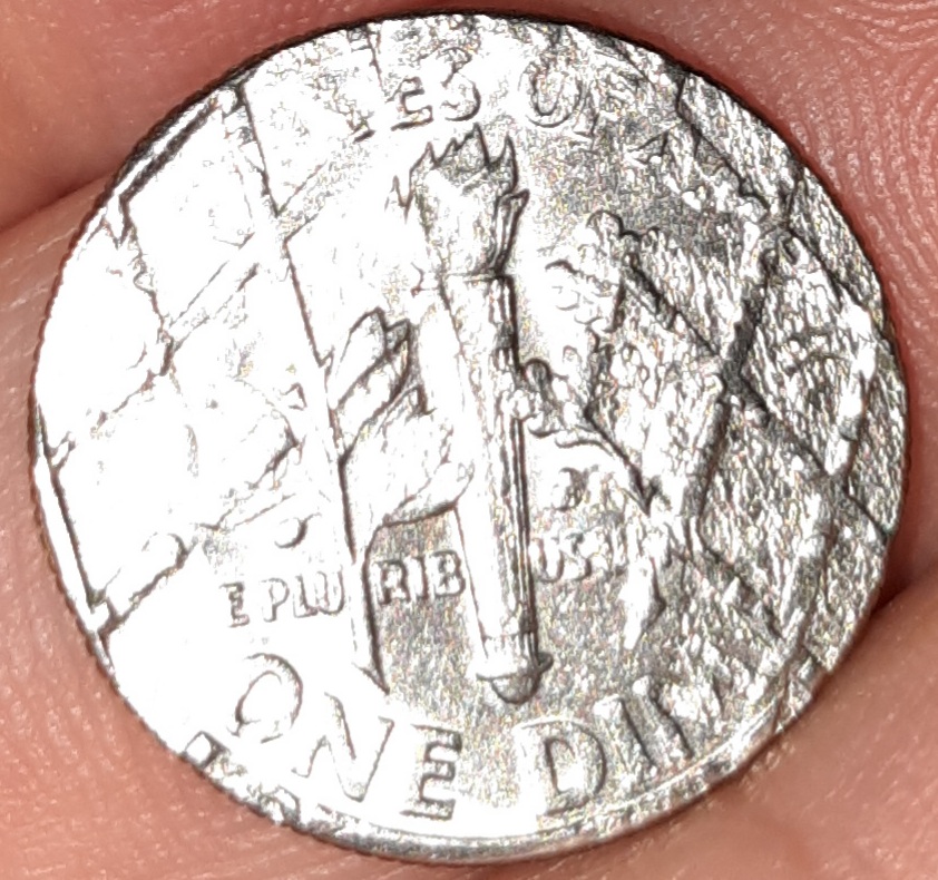 Poor-Rosey-Smashed-Against-A-Penny.-1996-D-Dime