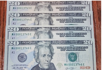Four-Consecutive-2013-$20,-Low-Serial-Numbers