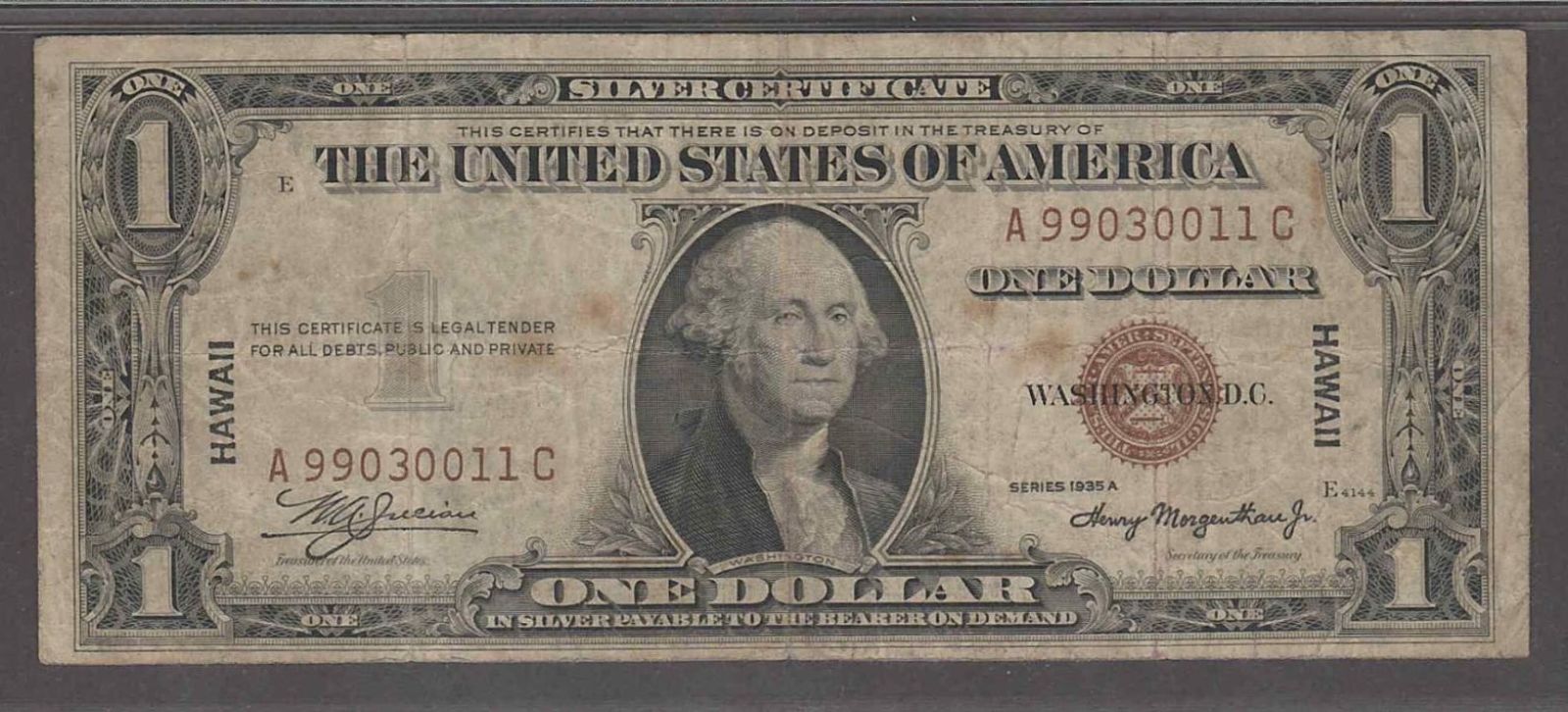 Value-Of-$1-Silver-Certificate-Hawaii:-Series-1935-A:-C-00001061--Inherited