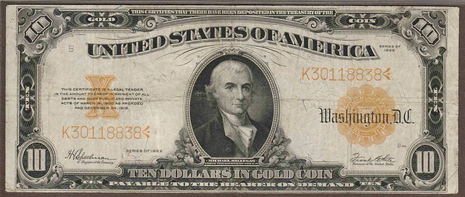 Grade/Value-Of-1922-Ten-Dollar-Gold-Certificate.