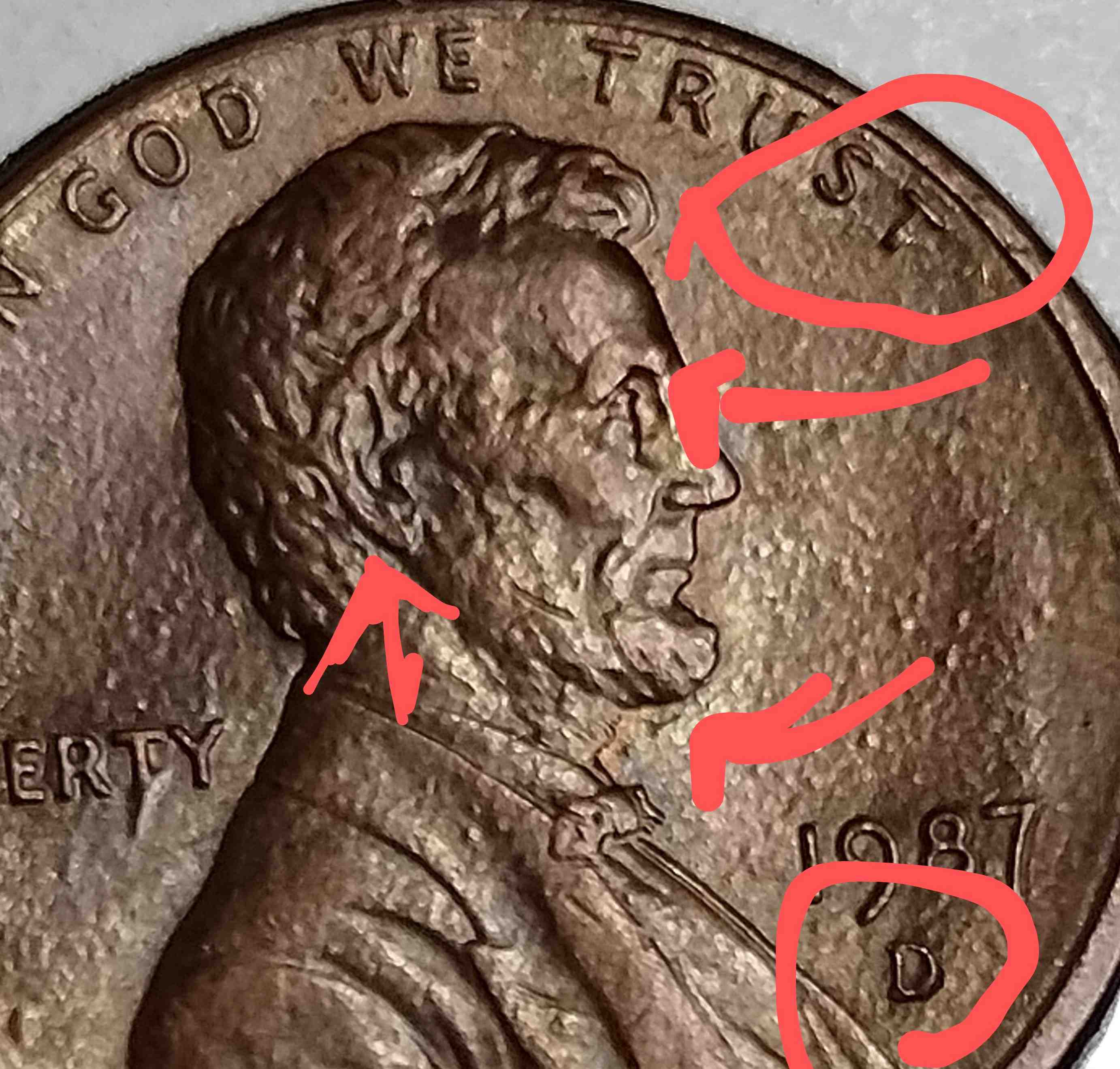 1987-D-Lincoln-Cent-2nd-Y-Nibbles-On-T