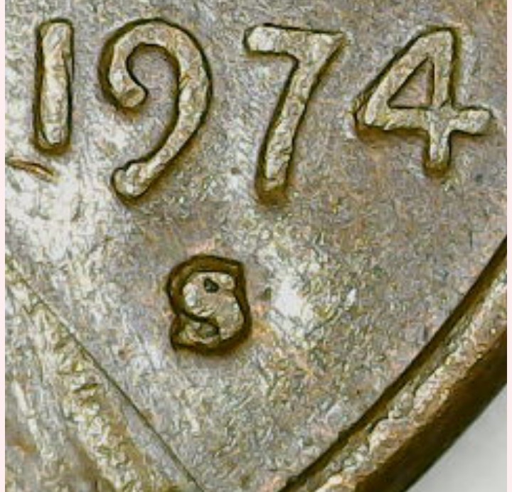 1974-S-Cent-W/-A-Strange-Mint-Mark
