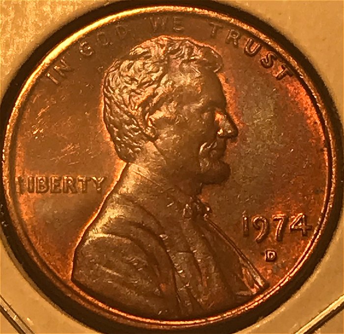 1974-D-Penny:-Missing-L-~-Lamination-Error?-Strike-Through-W/-A-Lam.-Error?